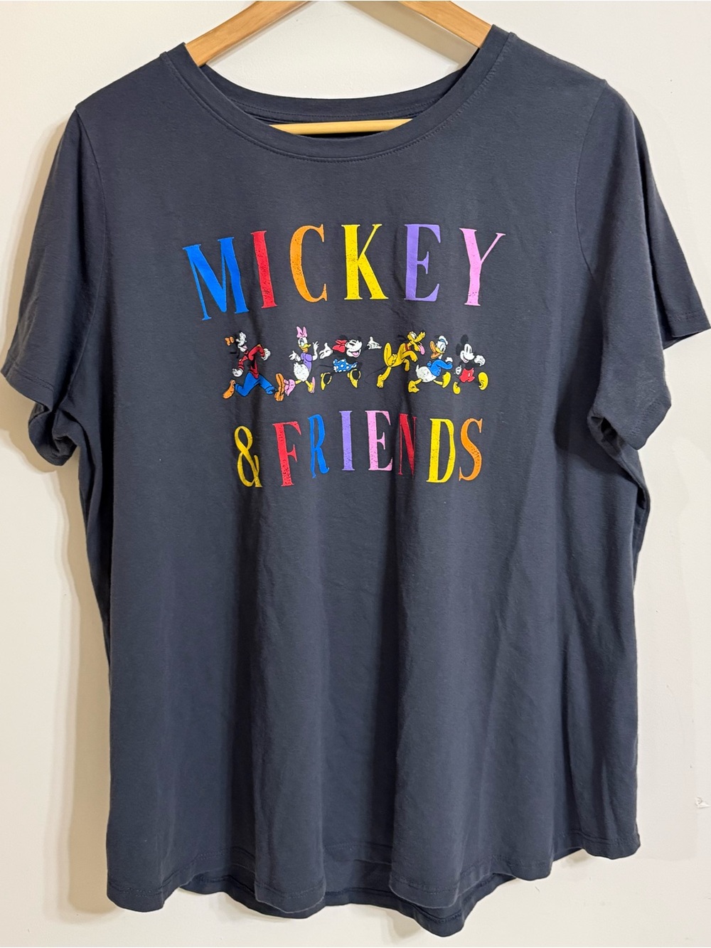 Disney Mickey & Friends Gray T-Shirt with Multicolor Lettering